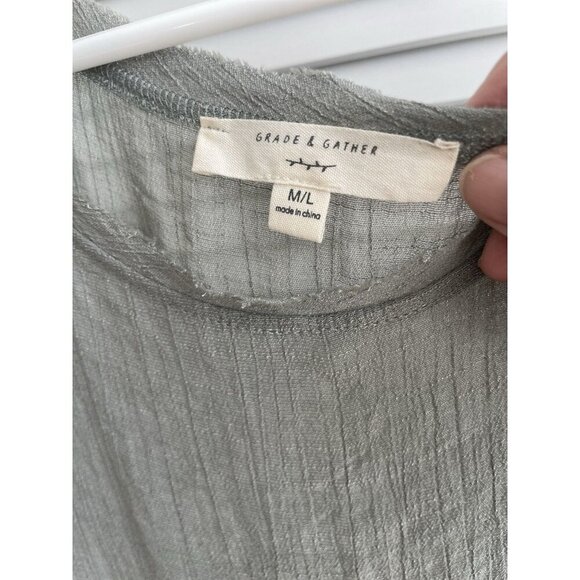 Anthropologie Grade and Gather Olive Green Flowing Boho Shirt Women's Sz M/L - Picture 3 of 7